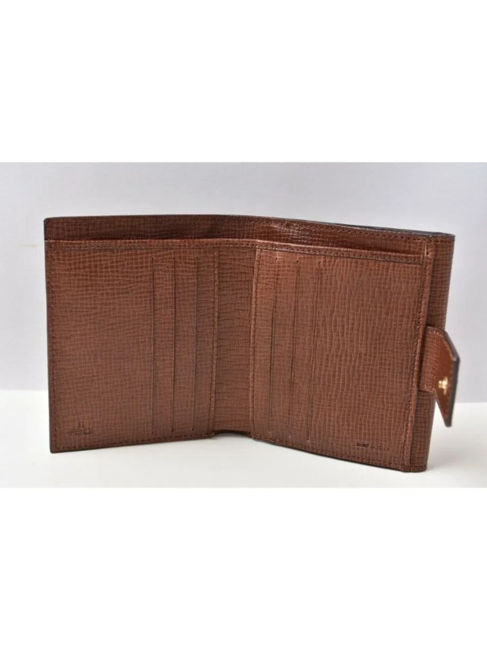 Fendi Wallet Bifold Fold Zucca Pattern Beige Brown